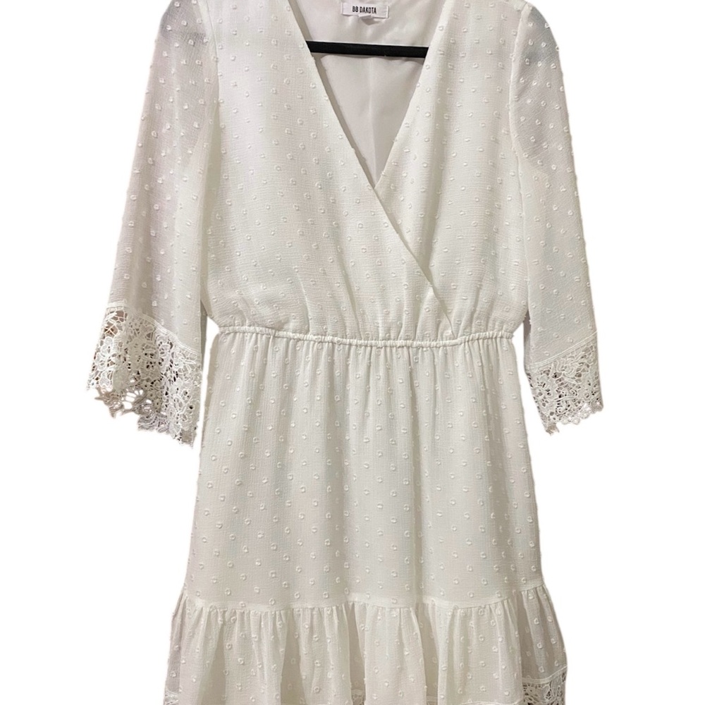 BB DAKOTA White Lace Trim Dress